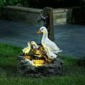 Estatua De Pato Decoración De Paisaje Con Luz Energía Solar Pato Fuente De Jardín Familiar