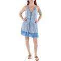 Mini Vestido De Verano Poupette St Barth Para Mujer Azul Algodón Floral M Bhfo 0673