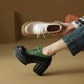 Para Mujeres Moda Cuero Dos Tonos Con Cordones Plataforma Tacón De Bloque Zapatos Oxford Sol