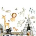 Water Color Baby Animal Wall Fabric Decal Set Sticker Baby Room Decor Boys Gift 
